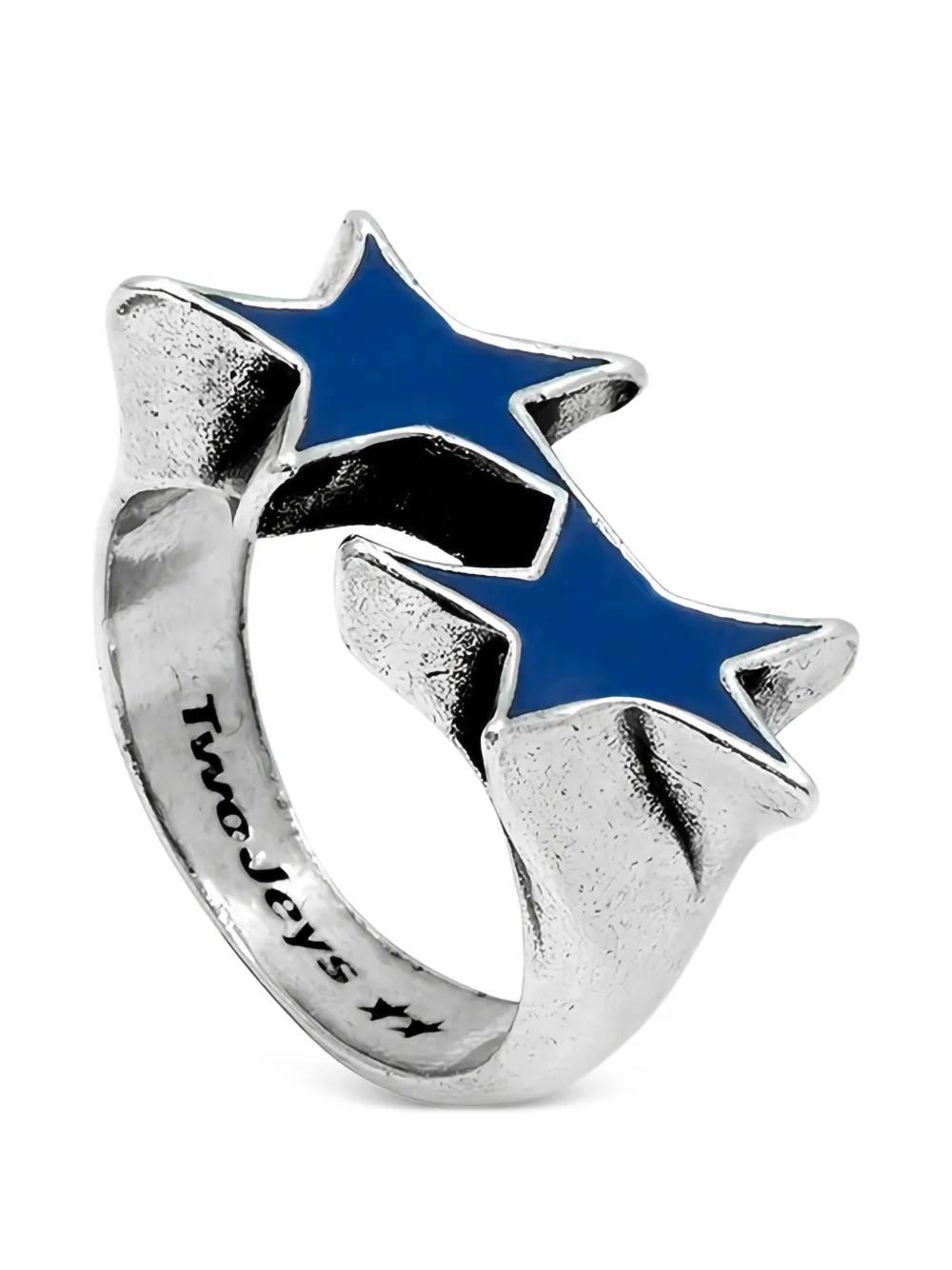 Anillo plateado de TWOJEYS con dos estrellas azules